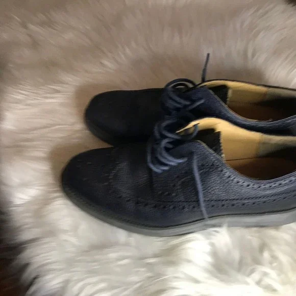 COLE HAAN Lunargrand Black Wingtip Pebble Leather Lace Up Oxfords 8M Men main image 4